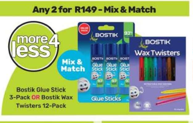 Bostik Glue Stick 3-Pack OR Bostik Wax Twisters 12-Pack