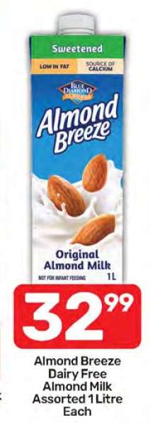 Almond Breeze Dairy Free Almond Milk Assorted Litre Each