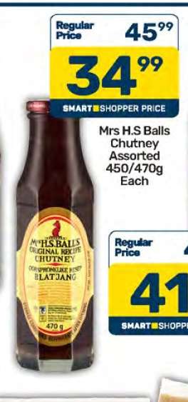 Mrs H.S Balls Chutney Assorted 450/470g Each