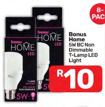 Bonus Home 5W BC Non Dimmable T-Lamp LED Light