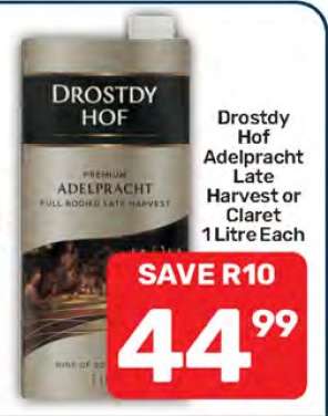 Drostdy Hof Adelpract Late Harvest or Claret 1 Litre Each