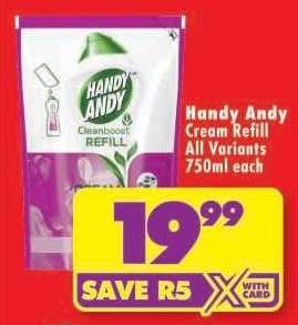 Handy Andy Cream Refill All Variants 750ml each