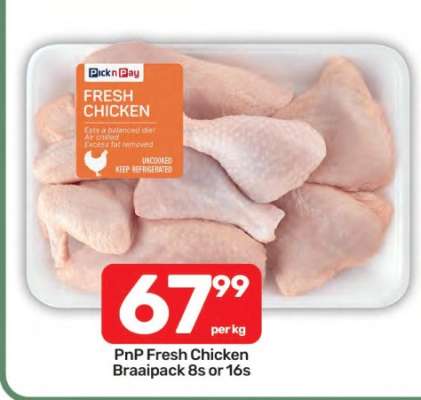 PnP Fresh Chicken Braaipack 8s or 16s