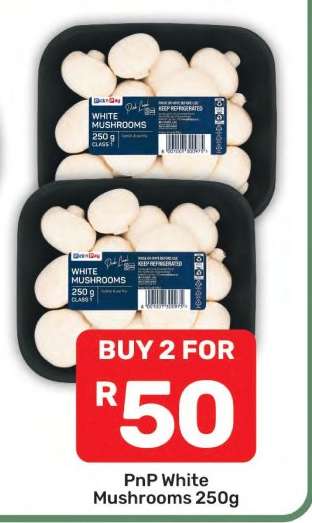 PnP White Mushrooms 250g