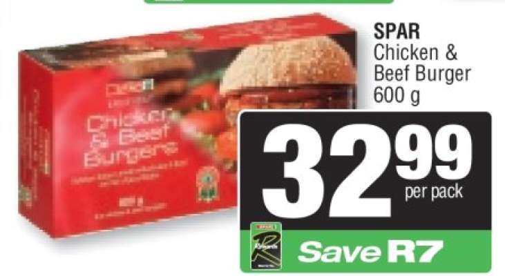 SPAR Chicken & Beef Burger 600 g