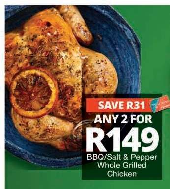 BBQ/Salt & Pepper Whole Grilled Chicken