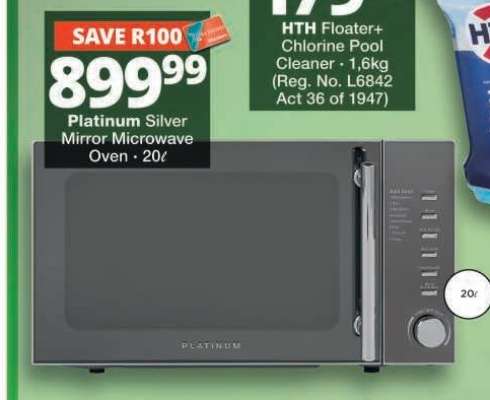 Platinum Silver Mirror Microwave Oven