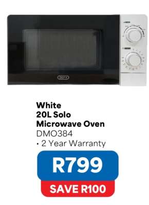 White 20L Solo Microwave Oven