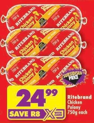 Ritebrand Chicken Polony 750g