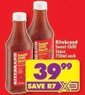 Ritebrand Sweet Chilli Sauce 750ml each