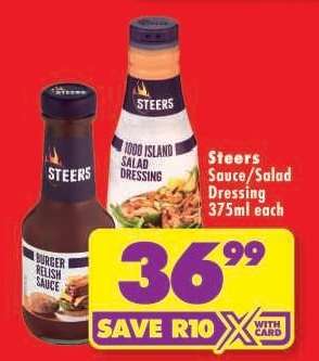 STEERS SAUCE / SALAD DRESSING 375ml each