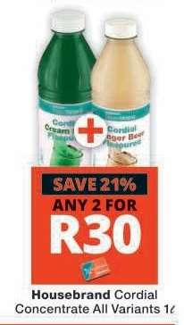Housebrand Cordial Concentrate All Variants 1ℓ