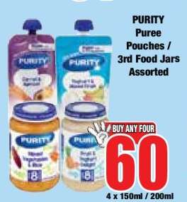 PURITY Puree Pouches & 3rd Food Jars Assorted