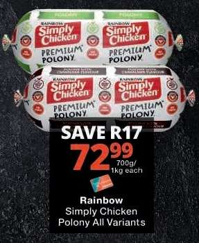 Rainbow Simply Chicken Polony All Variants