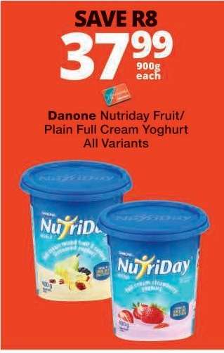 Danone Nutriday Fruit/Plain Full Cream Yoghurt