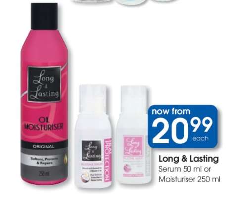 Long & Lasting Serum 50 ml or Moisturiser 250 ml