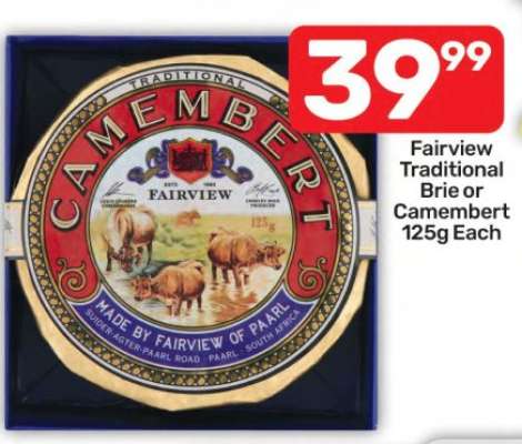 Fairview Traditional Brie or Camembert 125g Each