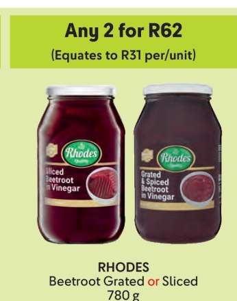 RHODES Beetroot Grated or Sliced 780 g
