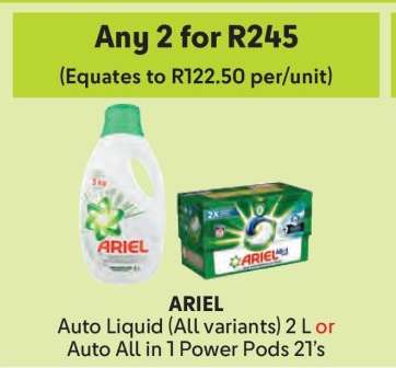 ARIEL Auto Liquid or Auto All in 1 Power Pods
