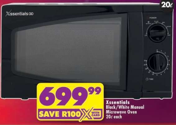 Xssentials Black/White Manual Microwave Oven