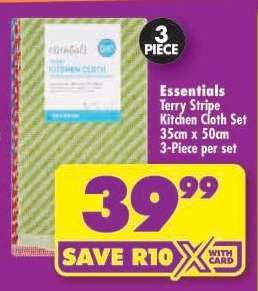 Essentials Terry Stripe Kitchen Cloth Set