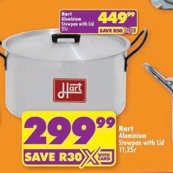 Hart Aluminium Stewpan with Lid 21ℓ