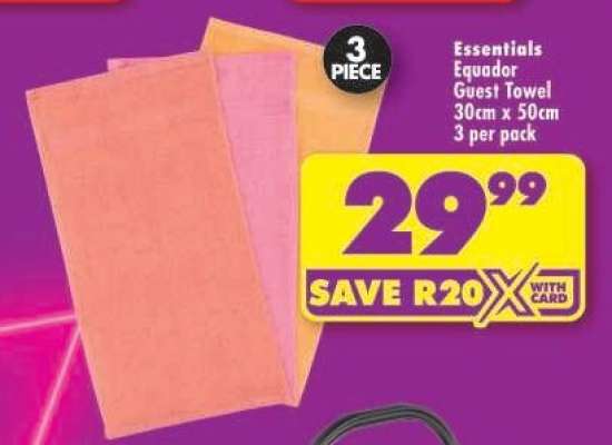 Essentials Equador Guest Towel 30cm x 50cm 3 per pack
