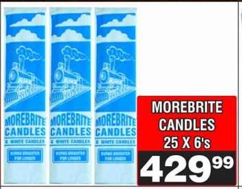 MOREBRITE CANDLES 25 X 6'S
