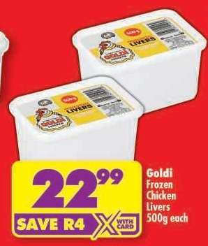 GOLDI FROZEN CHICKEN LIVERS 500g each