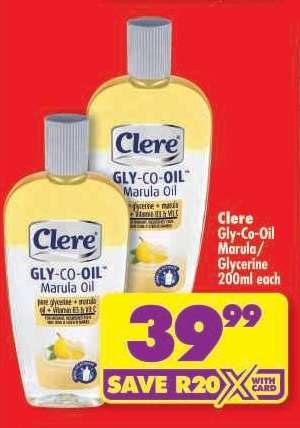Clere Gly-Co-Oil Marula/Glycerine 200ml