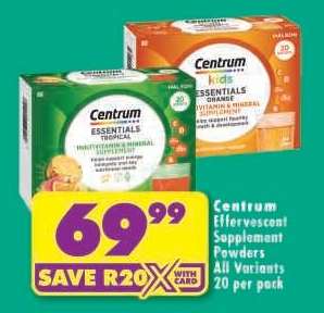 Centrum Effervescent Supplement Powders