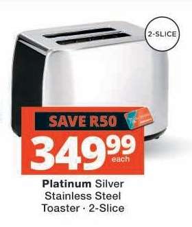 Platinum Silver Stainless Steel Toaster