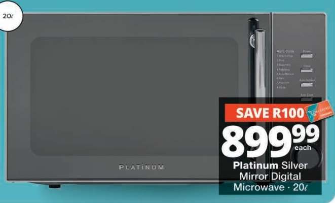 Platinum Silver Mirror Digital Microwave