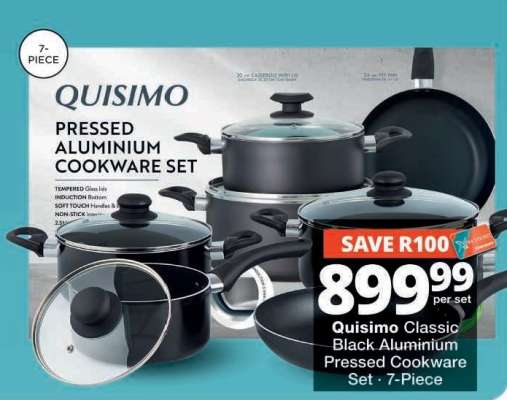 Quisimo Classic Black Aluminium Pressed Cookware Set - 7-Piece
