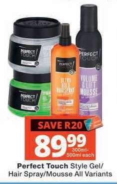 Perfect Touch Style Gel/Hair Spray/Mousse All Variants