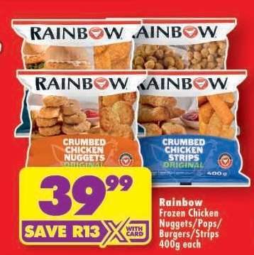 Rainbow Frozen Chicken Nuggets/Pops/Burgers/Strips 400g each