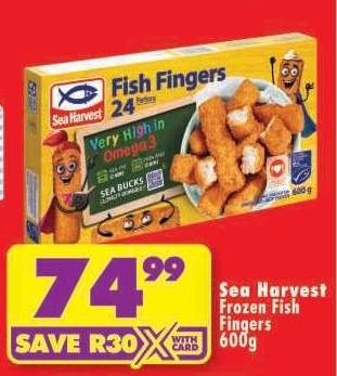 SEA HARVEST FROZEN FISH FINGERS 600g