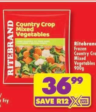 RITEBRAND FROZEN COUNTRY CROP MIXED VEGETABLES 900g