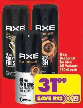 AXE DEODORANT FOR MEN all variants 150ml each