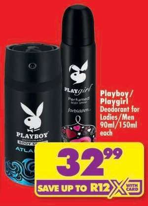 Playboy / Playgirl Deodorant for Ladies / Men 90ml / 150ml each