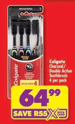 Colgate Charcoal/Double Action Toothbrush 4 per pack