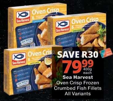 Sea Harvest Oven Crisp Frozen Crumbed Fish Fillets