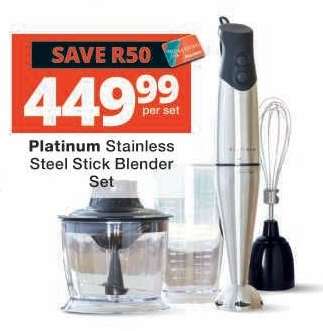 Platinum Stainless Steel Stick Blender Set