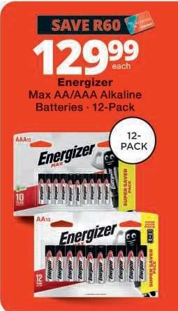 Energizer Max AA/AAA Alkaline Batteries