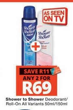 Shower to Shower Deodorant/Roll-On