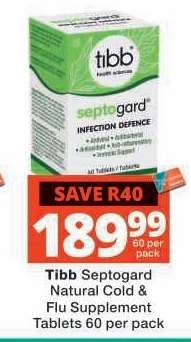 Tibb Septogard Natural Cold & Flu Supplement Tablets 60 per pack