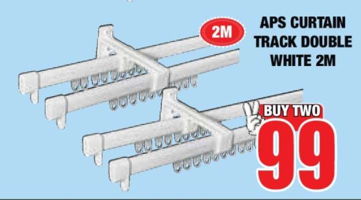 APS CURTAIN TRACK DOUBLE WHITE 2M