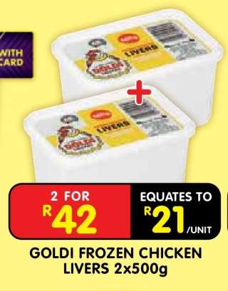 GOLDI FROZEN CHICKEN LIVERS 2x500g