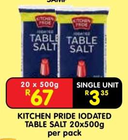 KITCHEN PRIDE IODATED TABLE SALT 20x500g