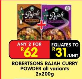ROBERTSONS RAJAH CURRY POWDER all variants 2x200g